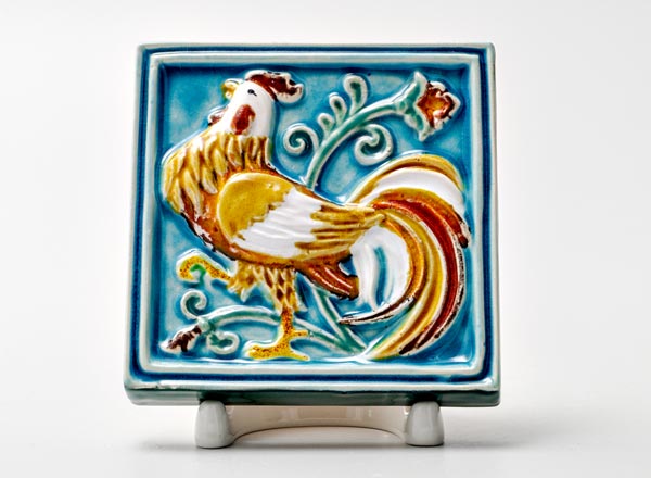 Tile small Rooster 3 turquoise 