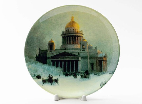 Decorative plate Aivazovsky Ivan Konstantinovich Saint Isaacs Cathedral on freezing day