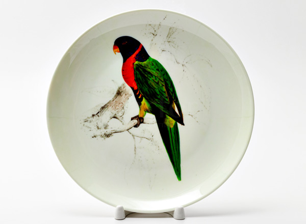 Decorative plate Lear Edward Parrot Lorikeet green-red