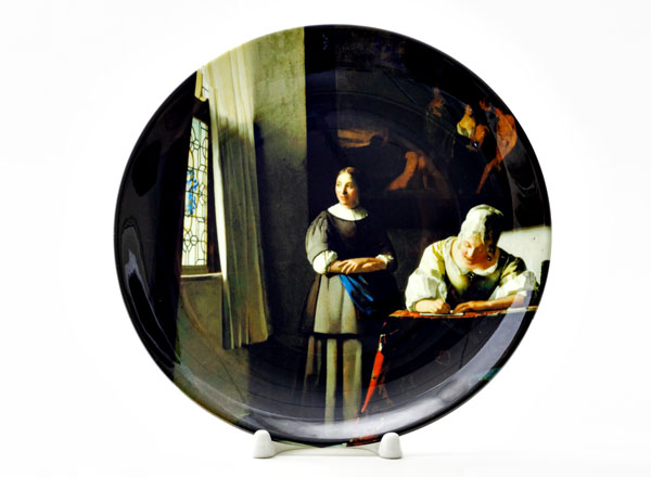 Decorative plate Johannes Vermeer Lady writing a letter with her maid
