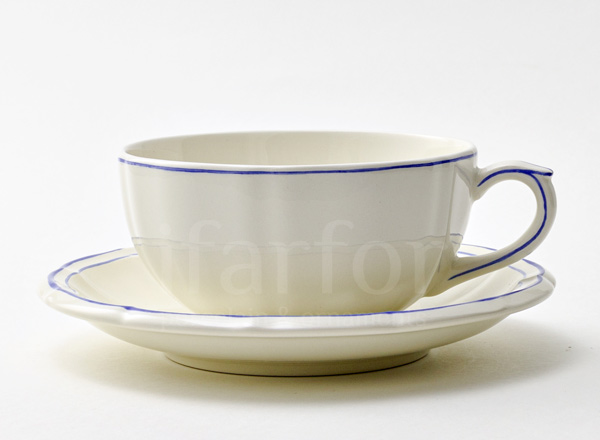 Cup and saucer tea FILET BLEUrn GIEN Rochelle