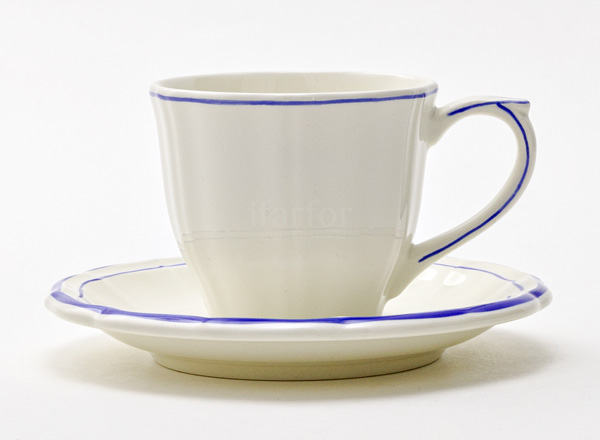 Cup and saucer tea FILET BLEUrn GIEN Rochelle