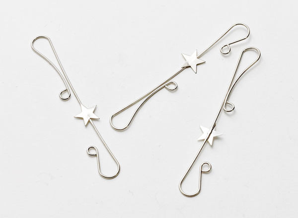 Double hooks with star for Christmas toys Silver Double hooks with star 18pcs