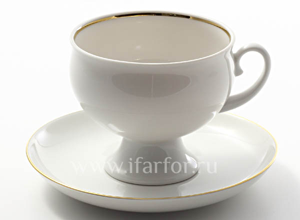 Чашка с блюдцем чайная Золотая лента Классическая