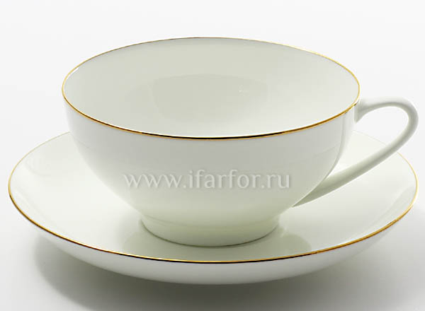 Cup and saucer tea Gold ribbon Domed