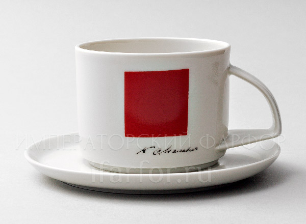 Чашка с блюдцем чайный Красный квадрат Баланс