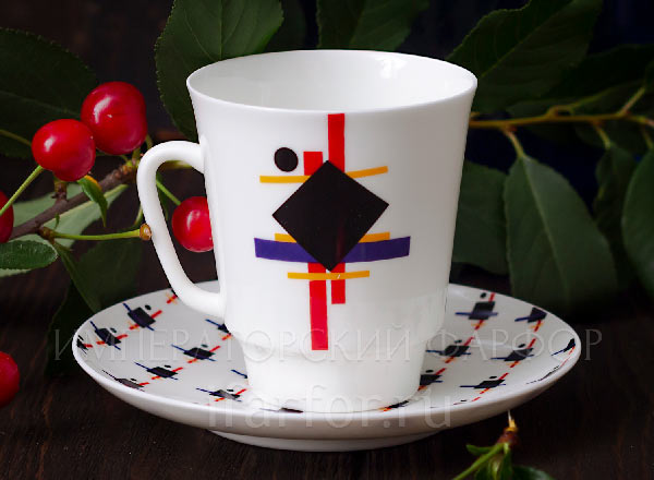 Cup and saucer Suprematic ornament May