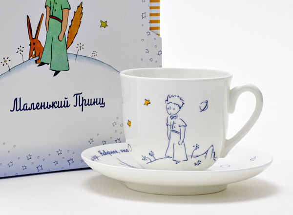 Чашка с блюдцем в подарочной коробке Маленький Принц и Роза Ландыш