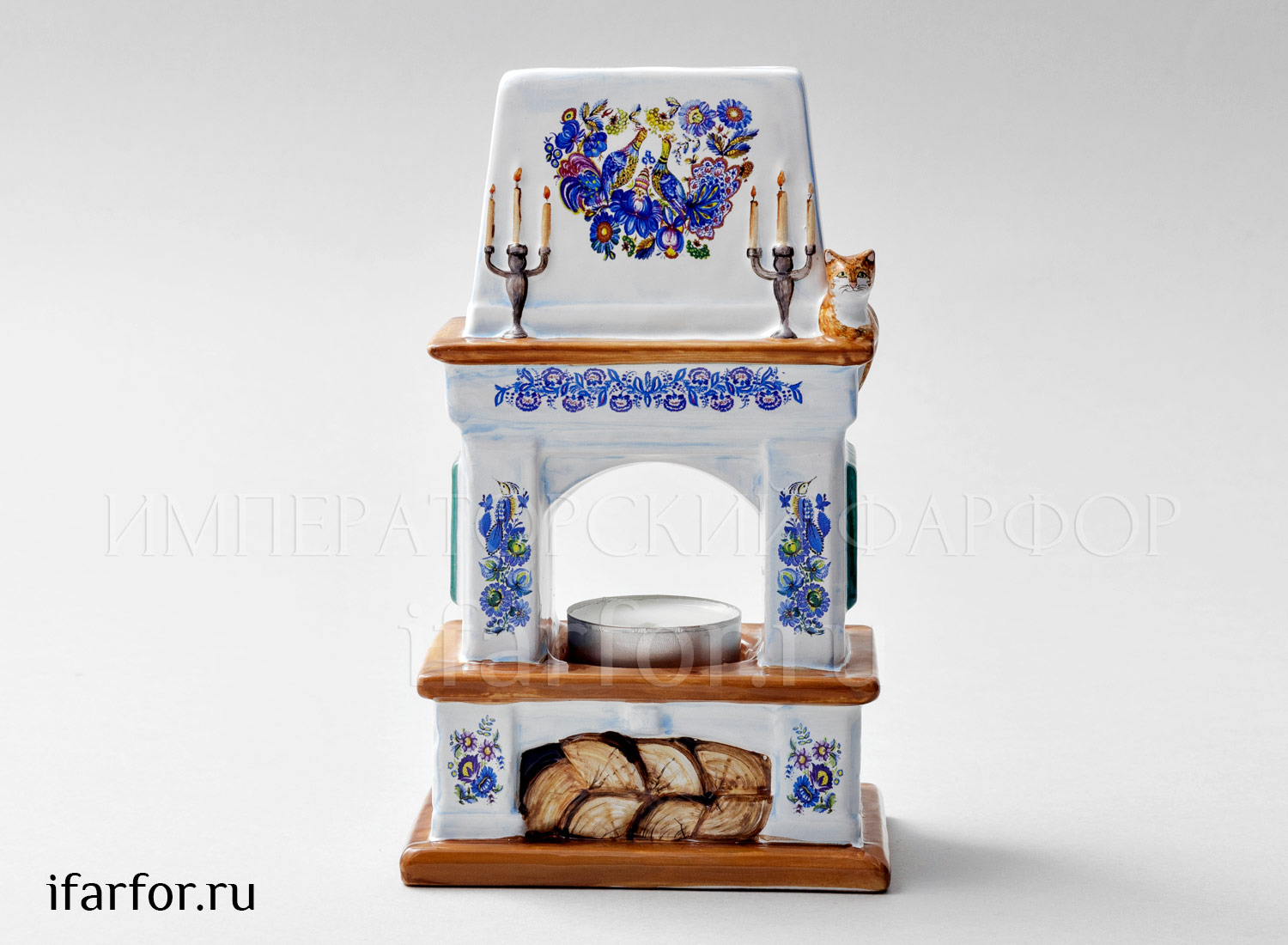 Подсвечник «Камин Гжель»