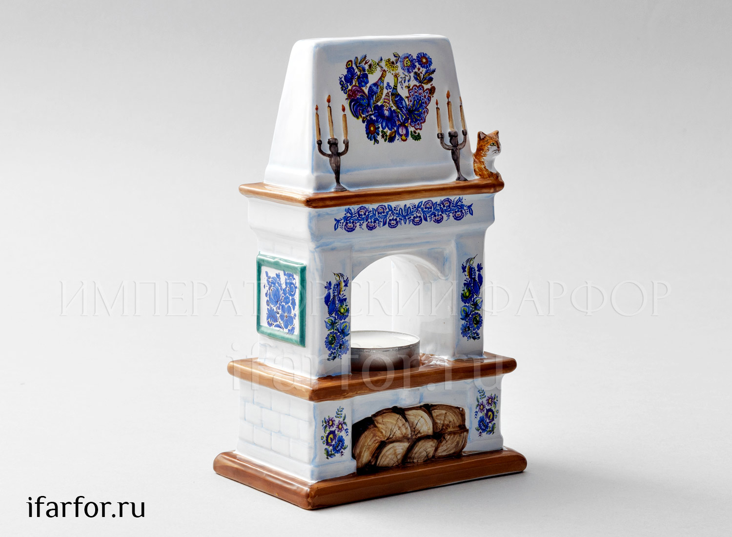 Подсвечник «Камин Гжель»