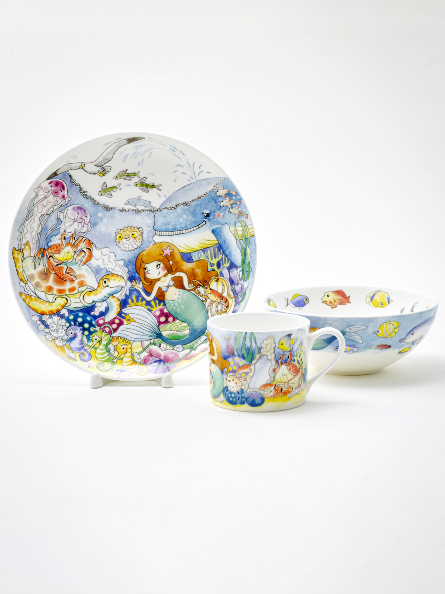 Комплект детский в подарочной коробке «Русалка» 1/3 Форма: Восточная. Костяной фарфор