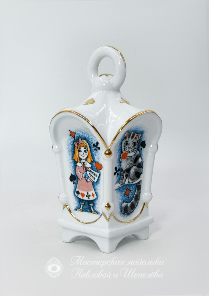 Елочная игрушка «Фонарик классический Алиса» Фарфор. 55 x 110 мм.