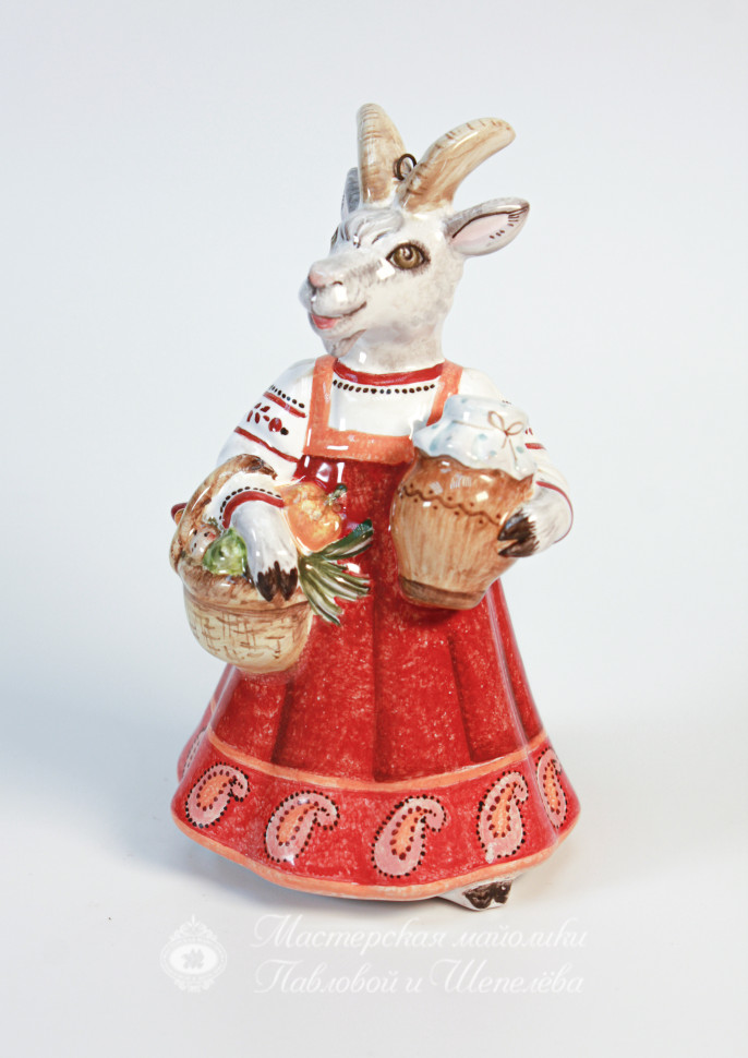 Елочная игрушка «Коза мама» Майолика