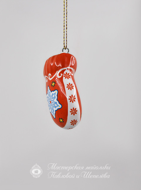 Елочная игрушка «Варежка» Майолика. 31 x 31 мм.