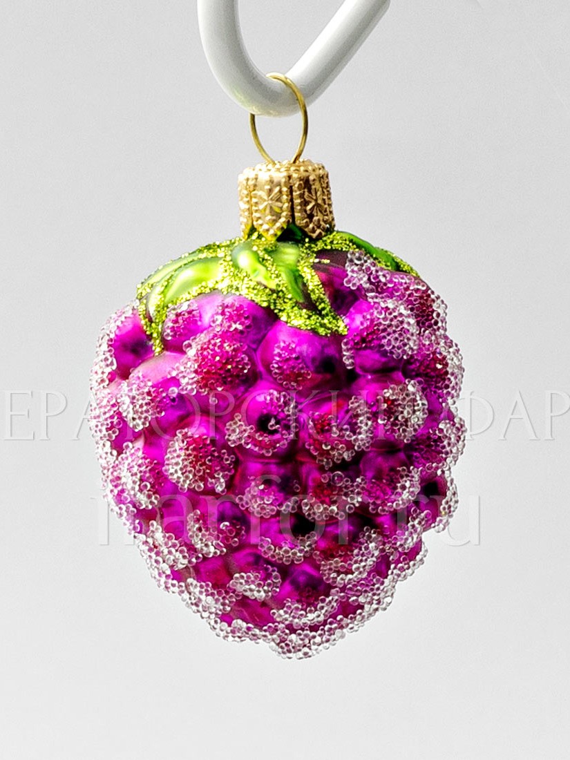 Елочная игрушка «Малина в банке (6 шт.)» Стекло. 85 x 115 мм.