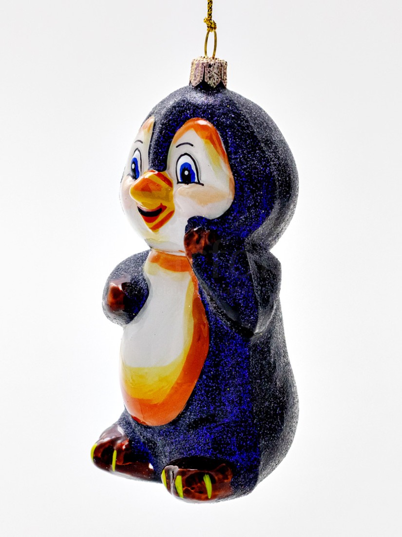 Елочная игрушка «Пингвин» Стекло. 50 x 110 мм.