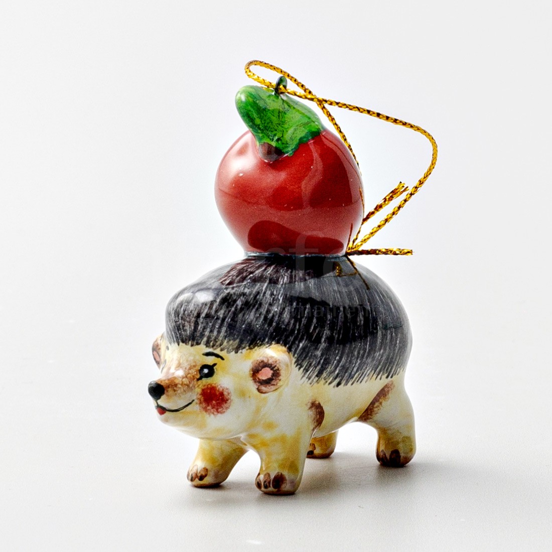 Елочная игрушка «Ежик» Форма: Ежик. Майолика. 53 x 60 мм.