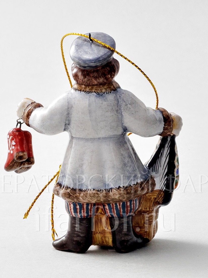 Елочная игрушка «Коробейник» Форма: Коробейник. Майолика. 65 x 100 мм.