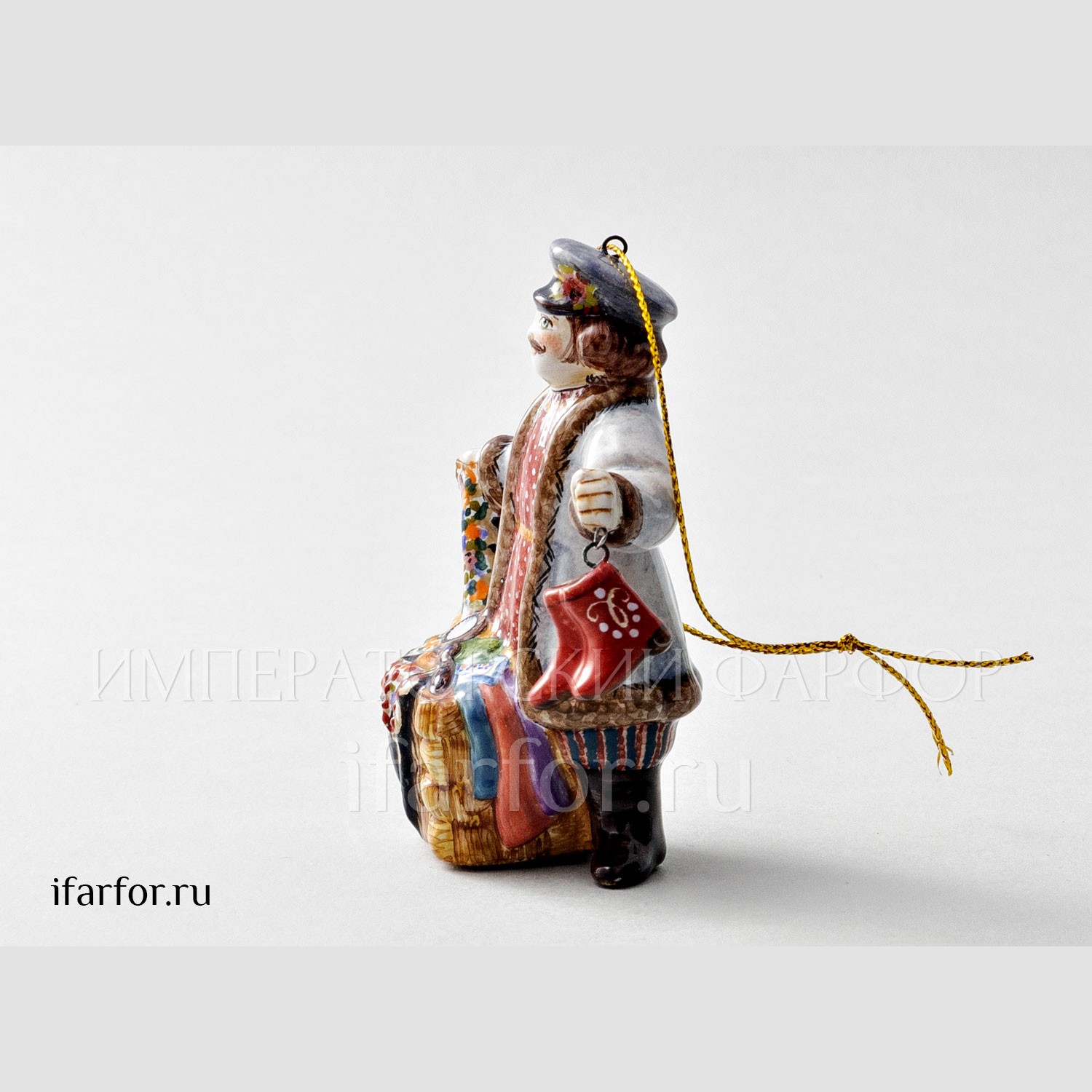 Елочная игрушка «Коробейник» Форма: Коробейник. Майолика. 65 x 100 мм.