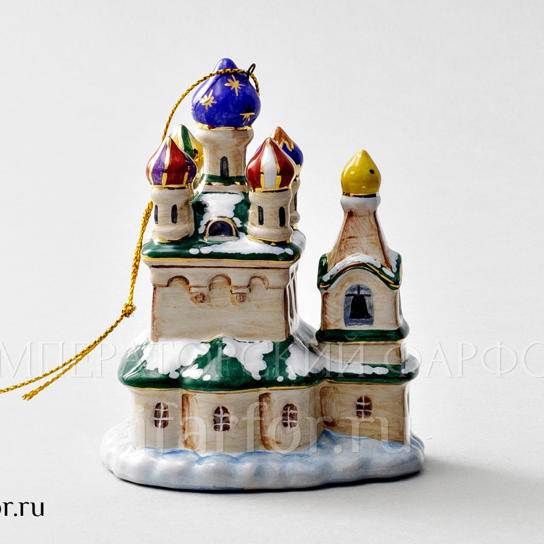Елочная игрушка «Церквушка» Форма: Церквушка. Майолика. 78 x 100 мм.