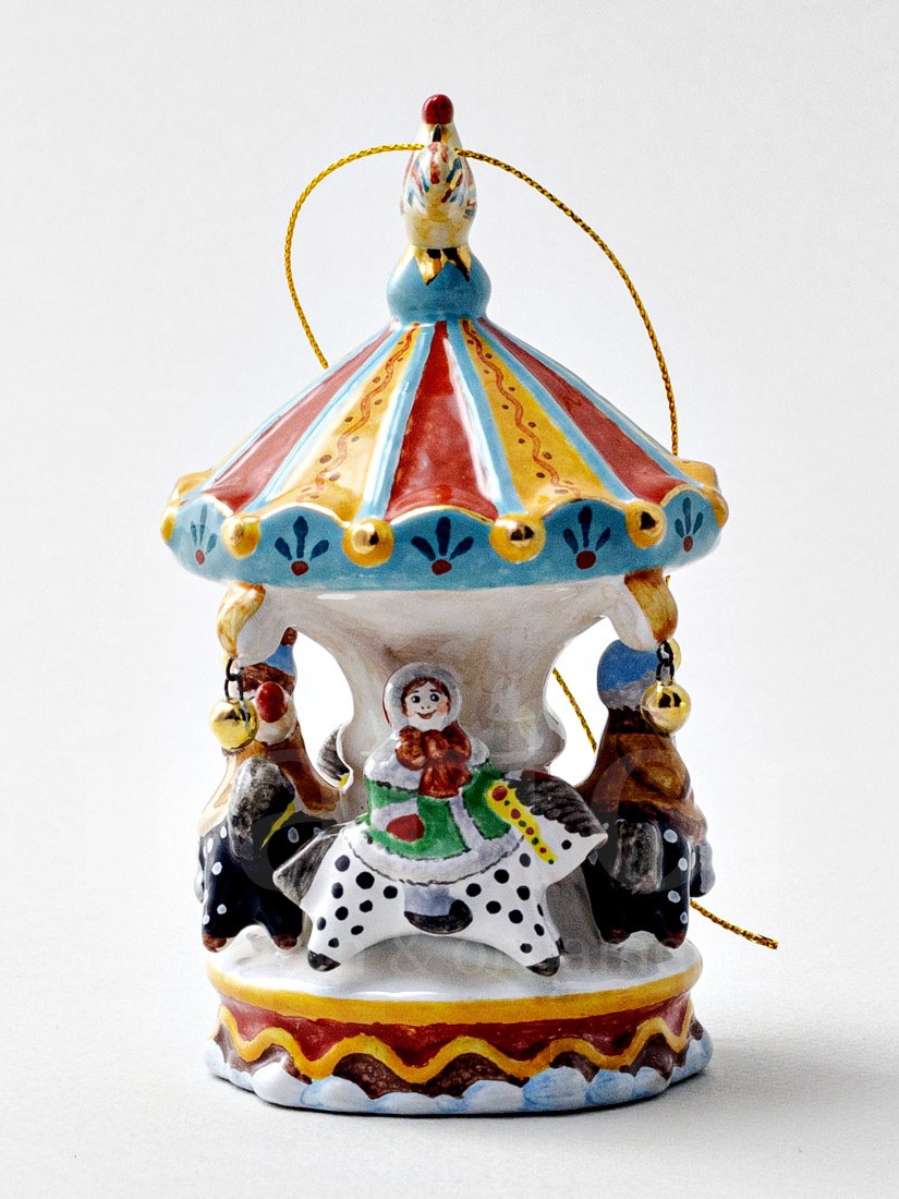 Елочная игрушка «Карусель» Форма: Карусель. Майолика. 65 x 100 мм.