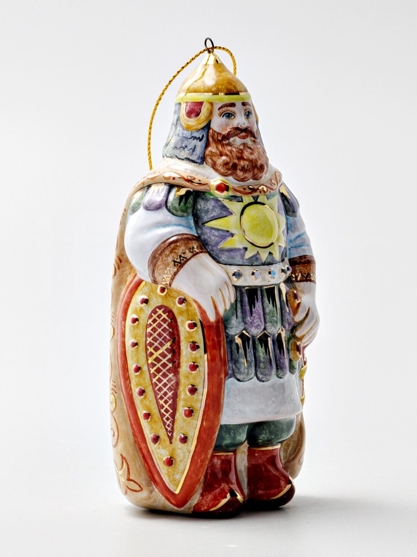 Елочная игрушка «Богатырь» Форма: Богатырь. Майолика. 65 x 130 мм.