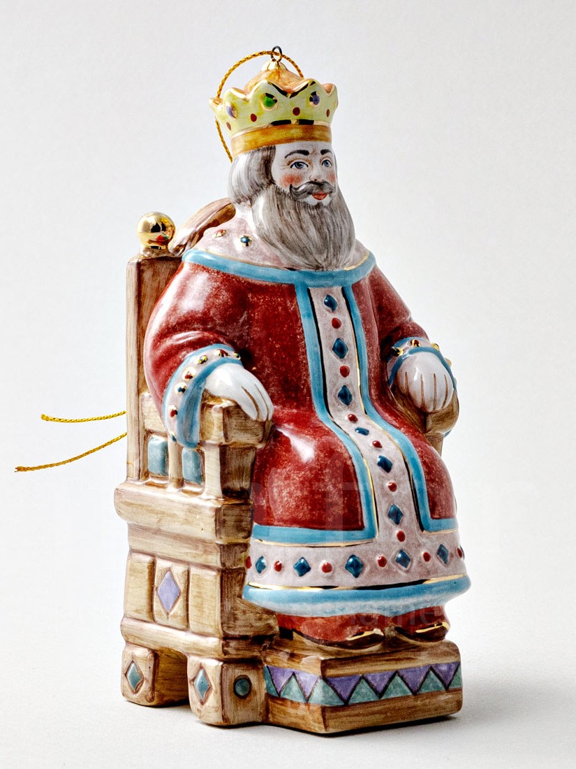 Елочная игрушка «Царь Салтан» Форма: Царь Салтан. Майолика. 75 x 150 мм.