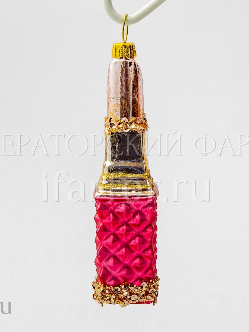 Елочная игрушка «Губная помада» Форма: Губная помада. Стекло. 25 x 115 мм.