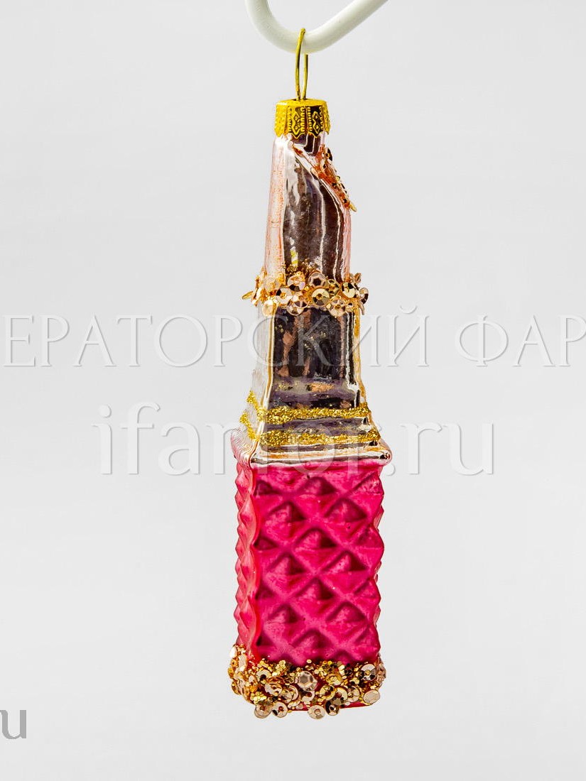 Елочная игрушка «Губная помада» Форма: Губная помада. Стекло. 25 x 115 мм.