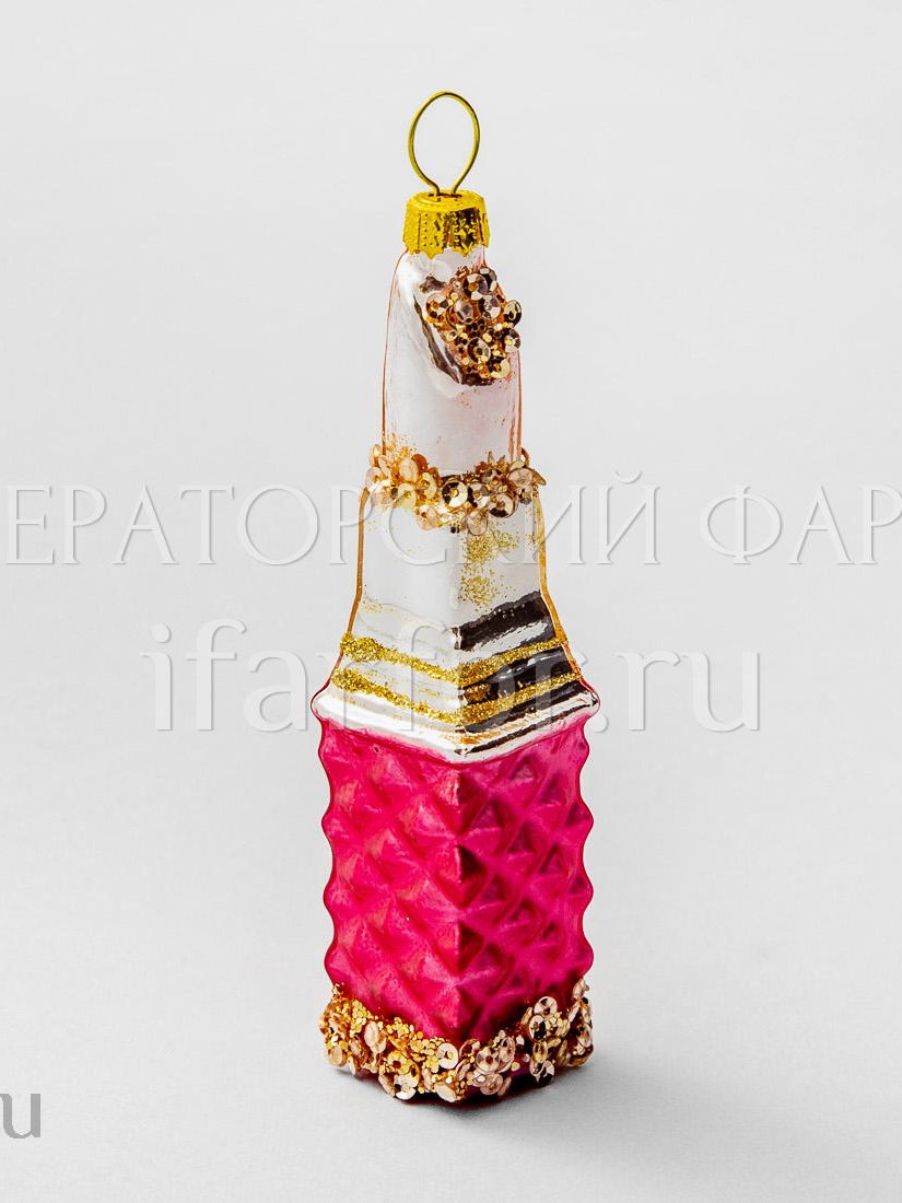 Елочная игрушка «Губная помада» Форма: Губная помада. Стекло. 25 x 115 мм.