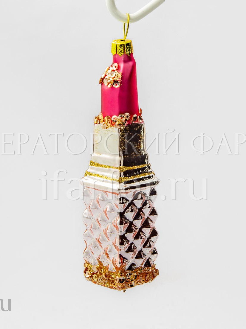 Елочная игрушка «Губная помада» Форма: Губная помада. Стекло. 25 x 115 мм.