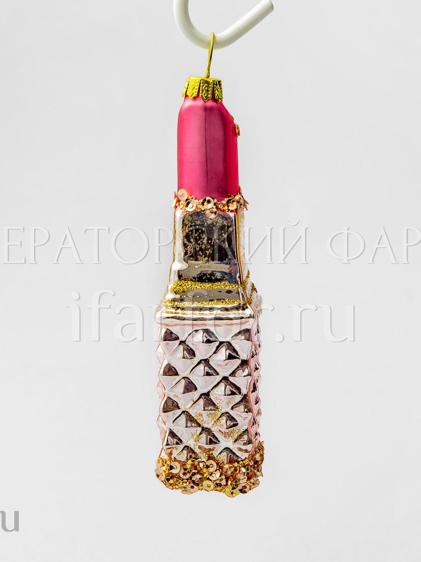 Елочная игрушка «Губная помада» Форма: Губная помада. Стекло. 25 x 115 мм.