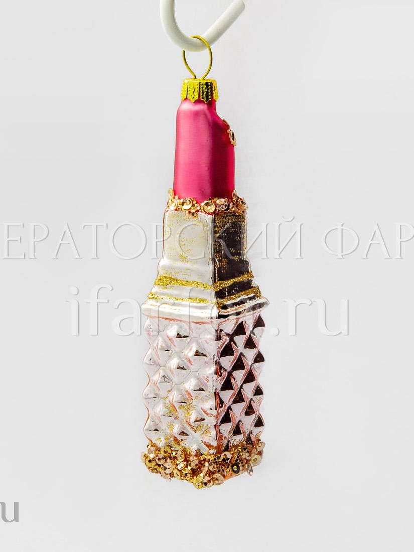 Елочная игрушка «Губная помада» Форма: Губная помада. Стекло. 25 x 115 мм.