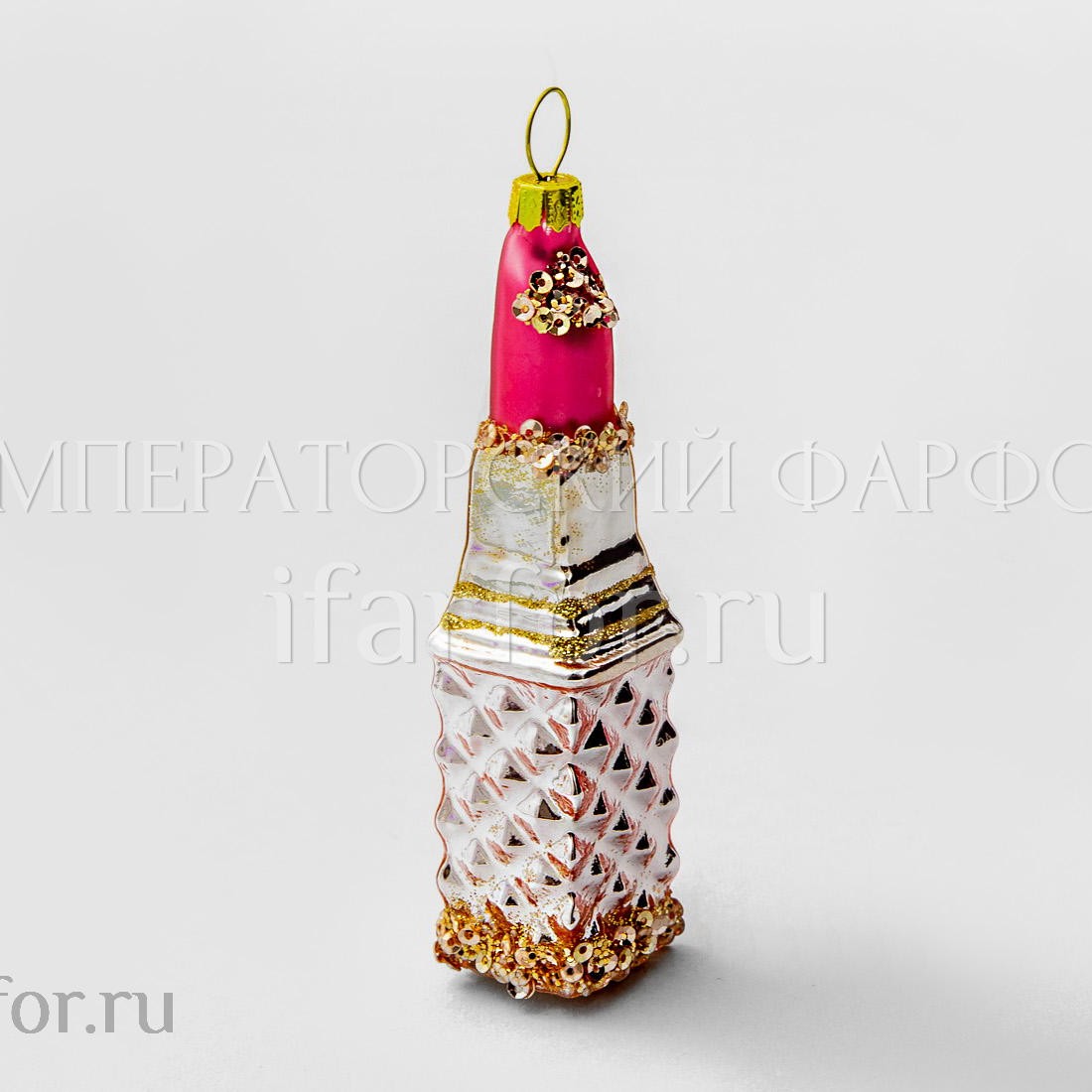 Елочная игрушка «Губная помада» Форма: Губная помада. Стекло. 25 x 115 мм.