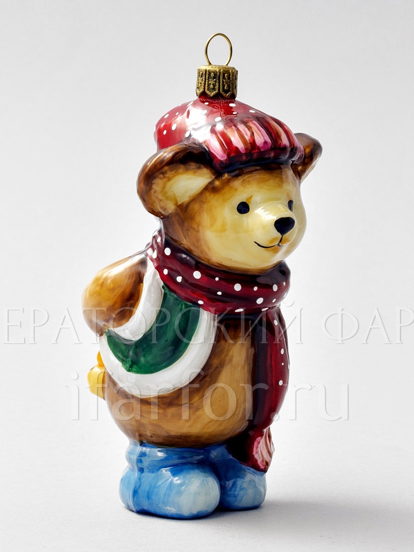 Елочная игрушка «Мишка Винни» Стекло. 45 x 120 мм.