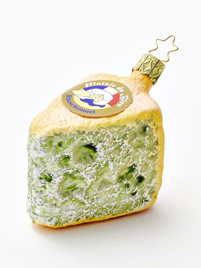 Елочная игрушка «Сыр Blue» Стекло. 50 x 65 мм.
