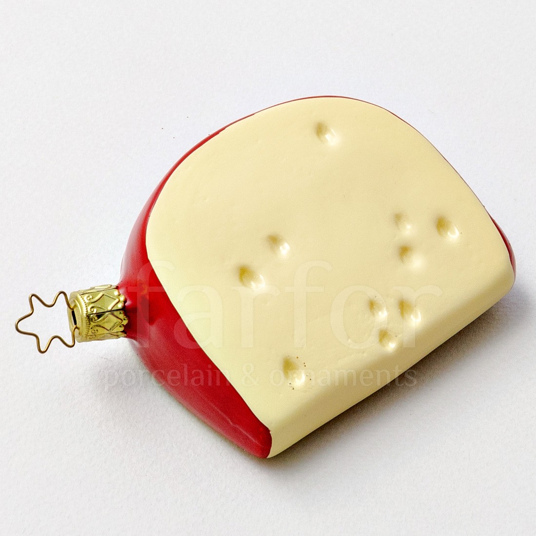Елочная игрушка «Сыр» Стекло. 65 x 105 мм.
