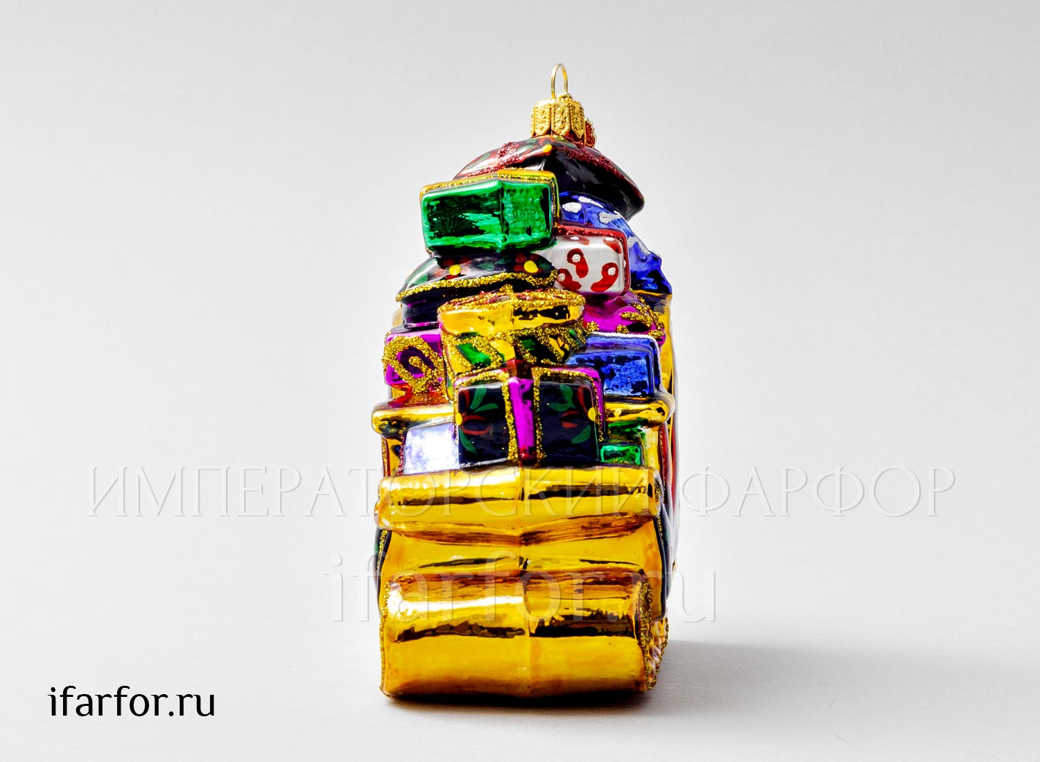 Елочная игрушка в подарочной коробке 210х130мм «Сани с подарками и подушками»