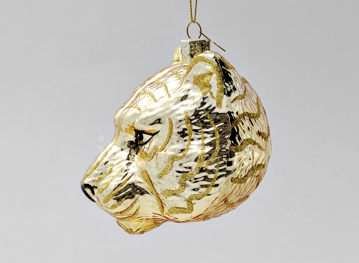 Елочная игрушка «Голова тигра золотая»