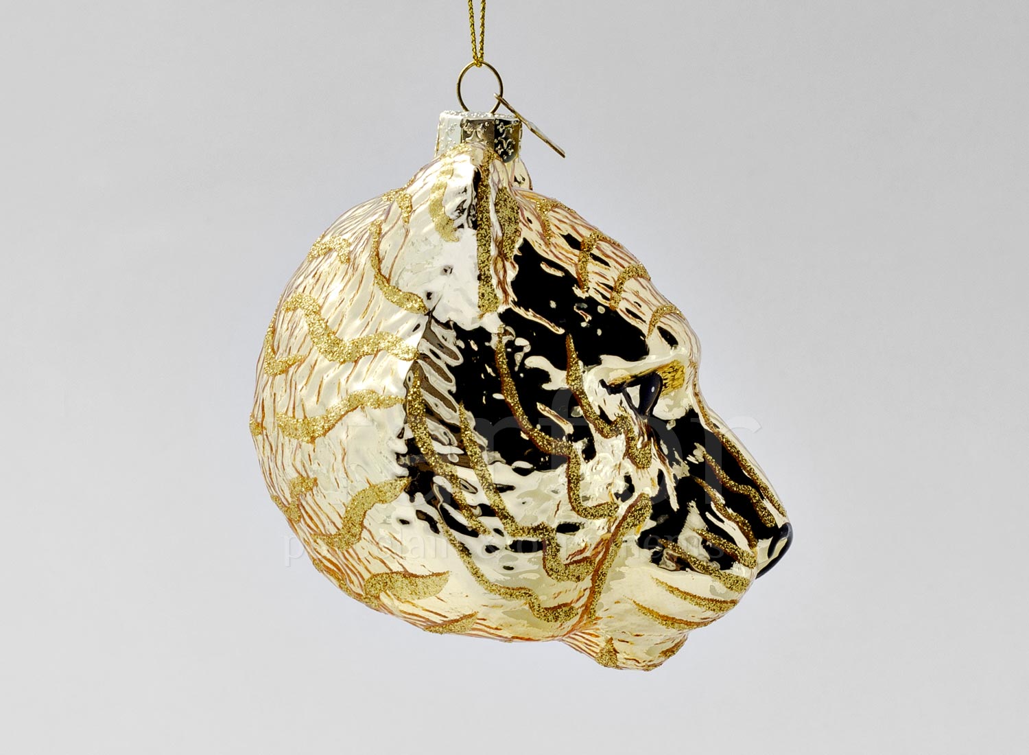 Елочная игрушка «Голова тигра золотая»