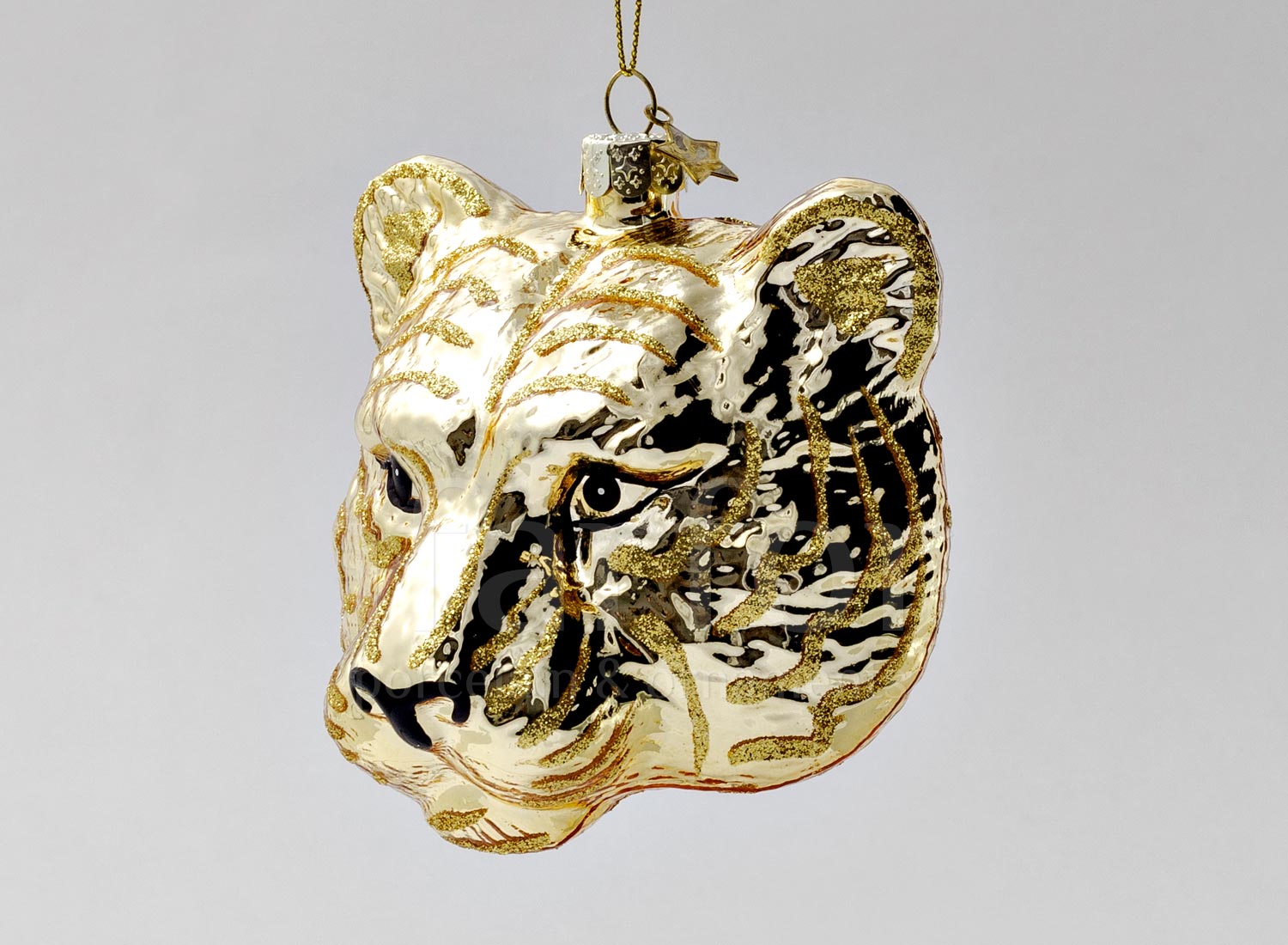Елочная игрушка «Голова тигра золотая»