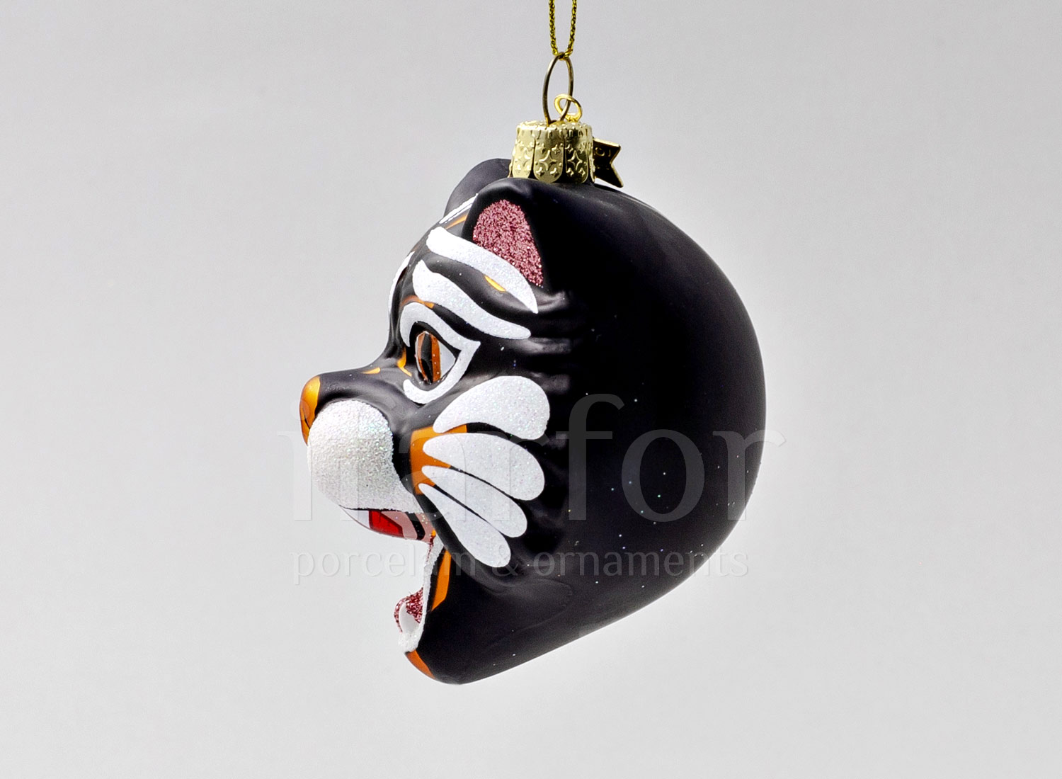 Елочная игрушка «Голова тигра черная»