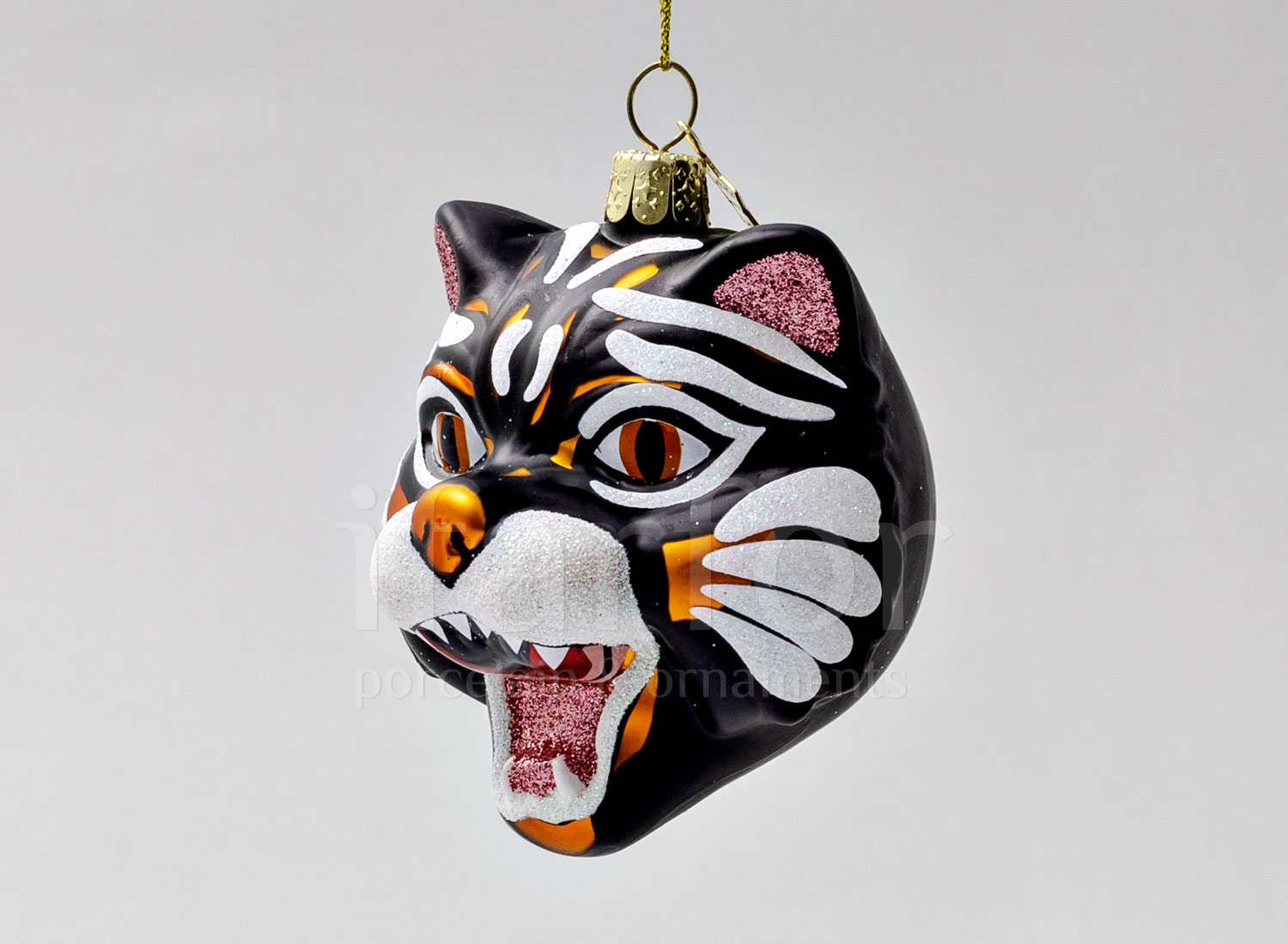 Елочная игрушка «Голова тигра черная»