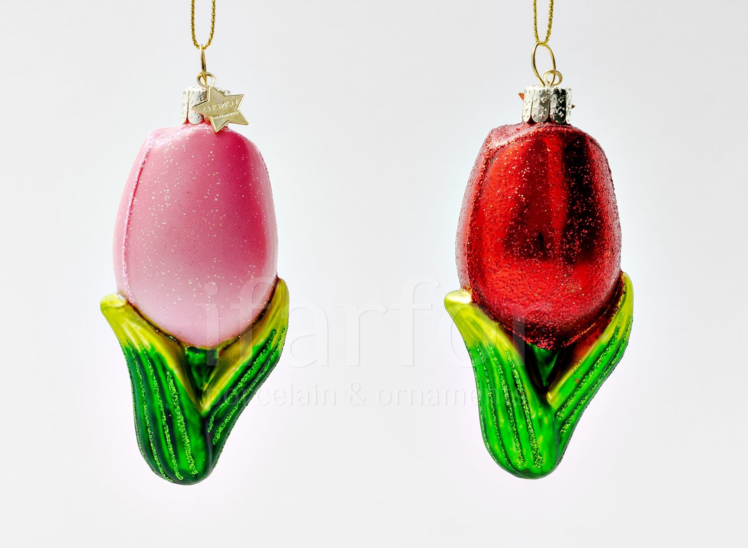 Набор елочных игрушек в подарочной коробке «Набор из 2-х стекляных тюльпанов»