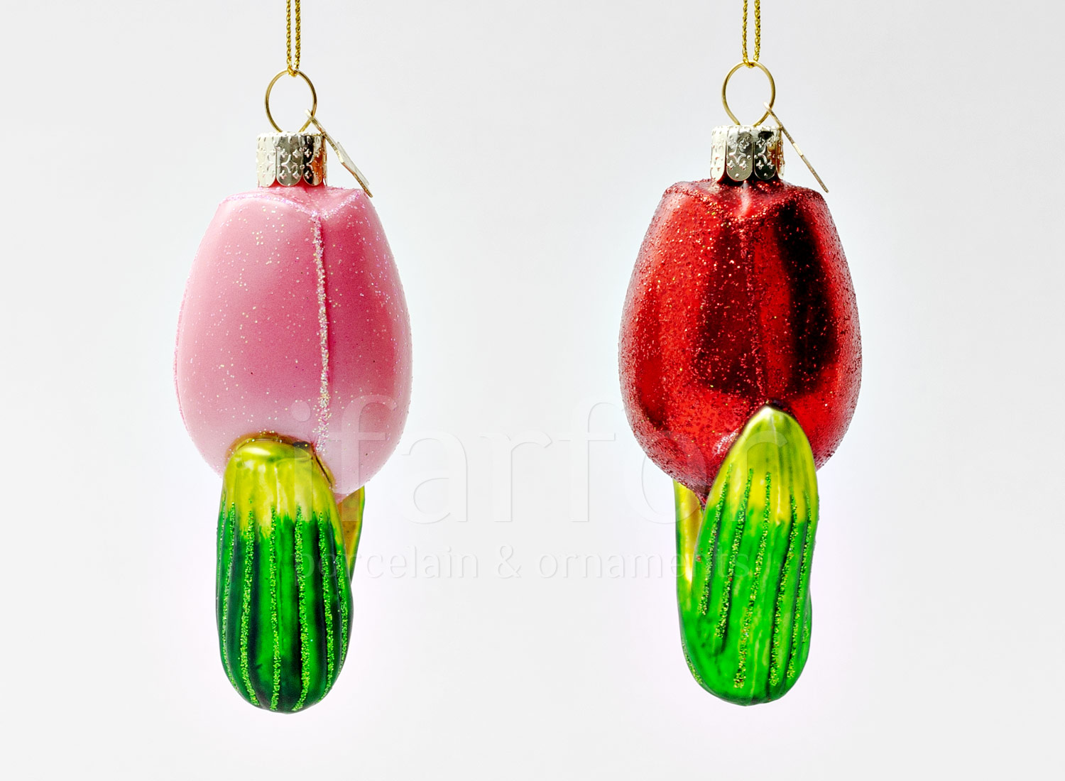 Набор елочных игрушек в подарочной коробке «Набор из 2-х стекляных тюльпанов»