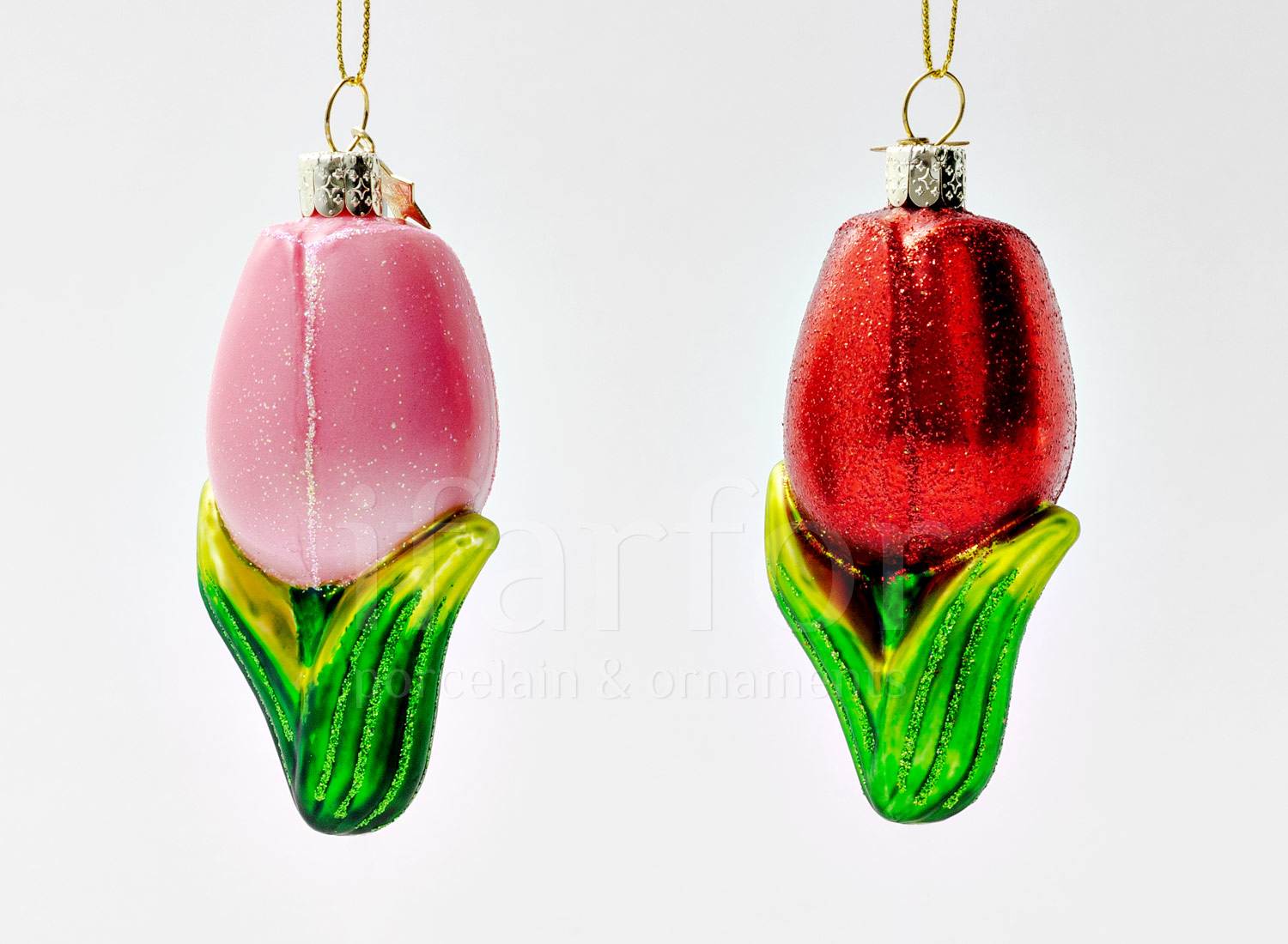 Набор елочных игрушек в подарочной коробке «Набор из 2-х стекляных тюльпанов»