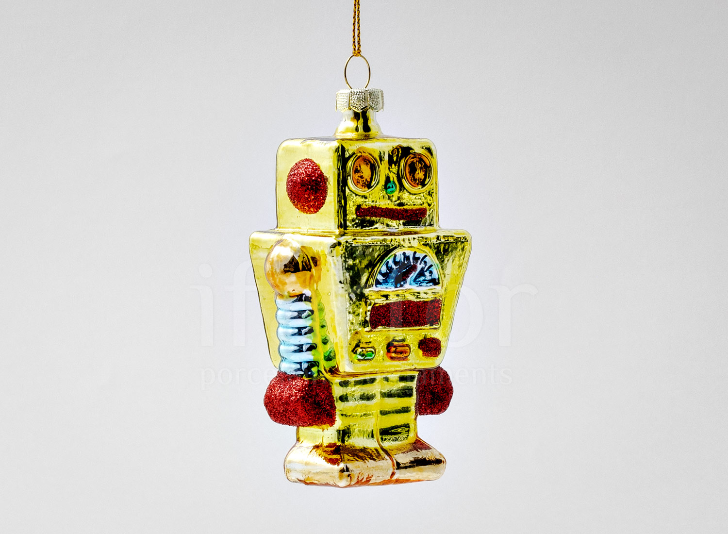 Елочная игрушка «Робот золотистый»