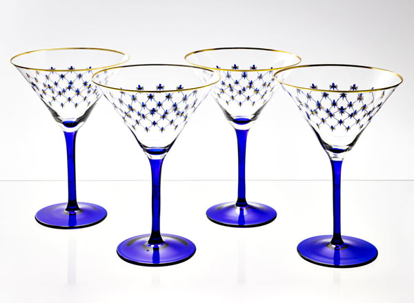 Набор бокалов для мартини Кобальтовая сетка 4/4 Европейская