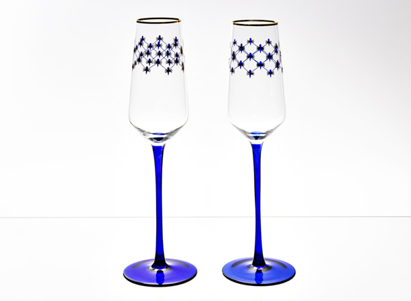 Набор бокалов для шампанского Кобальтовая сетка 2/2 Европейская