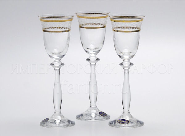 Set of wine glasses for vodka Floral ornament 6/6 Angela